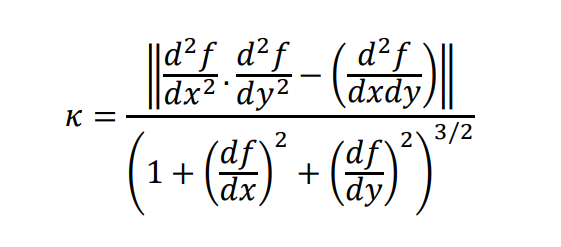 = | | d 2 f d x 2 * d 2 f d y 2 - ( d 2 f d x d y