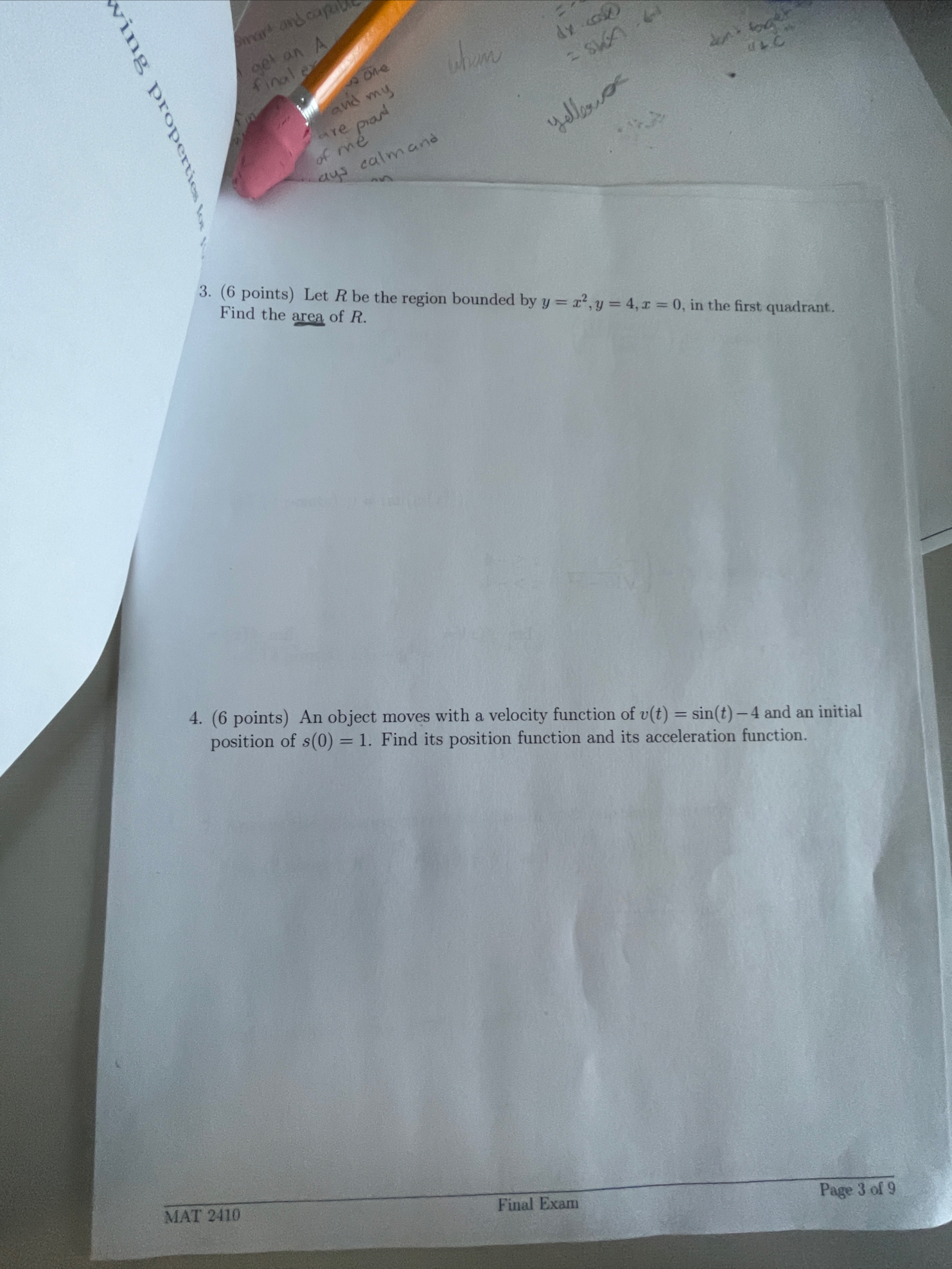 ( 6 points ) An object moves with a velocity