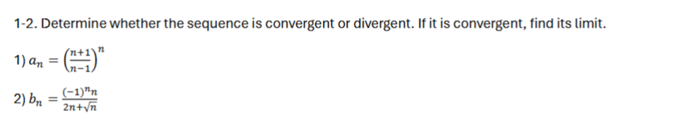 Determine whether the sequence i s convergent o r