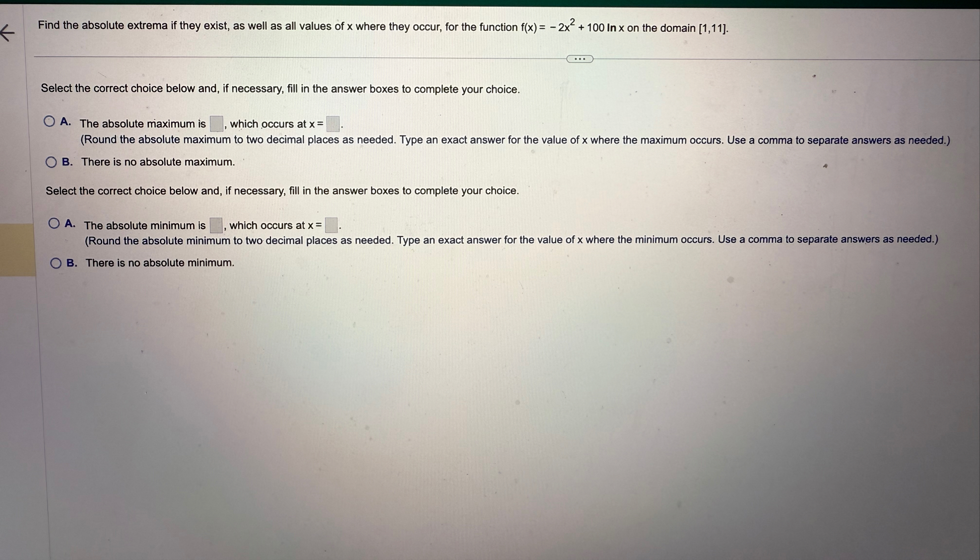 Find the absolute extrema if they exist, as well