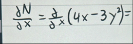 d e l N d e l x = d e l d e l x ( 4 x - 3 y 2 ) =