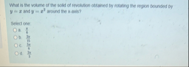 What is the volume of the sold of revolution