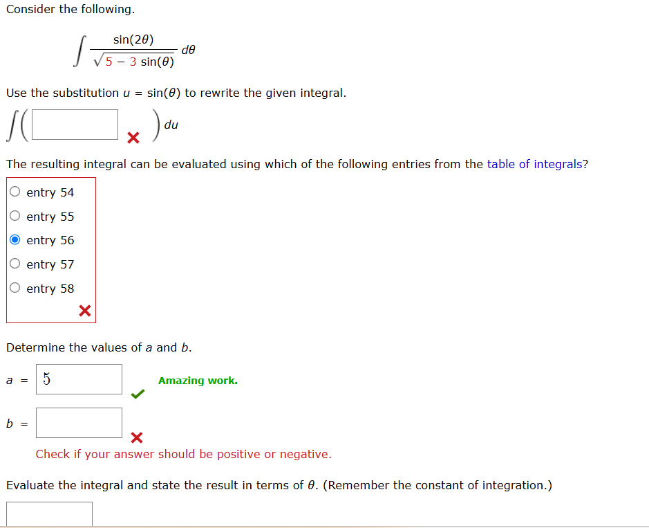 Consider the following. \ int ( sin ( 2 \ theta )