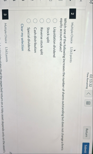 0 2 : 1 3 : 3 2 Time Remaining 2 Multiple Choice