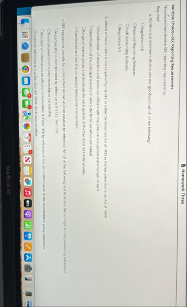 Homework Three Multiple Choice - SEC Reporting