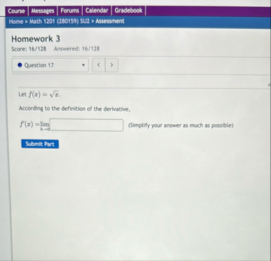 Course Messages Forums Calendar Gradebook Home  style=