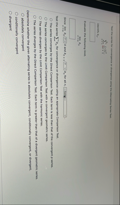 Test the series for convergence or divergence