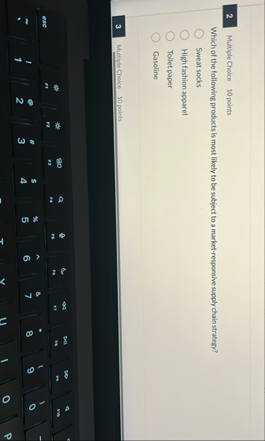 2 Multiple Choice 1 0 points Which of the