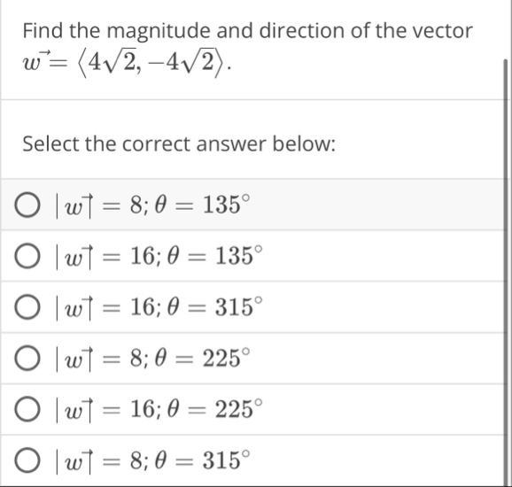 Find the magnitude and direction of the vector