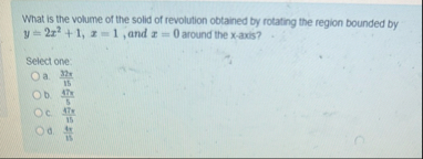 What is the volume of the solid of revolution