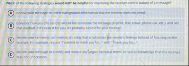 Which of the following strategies would NOT be