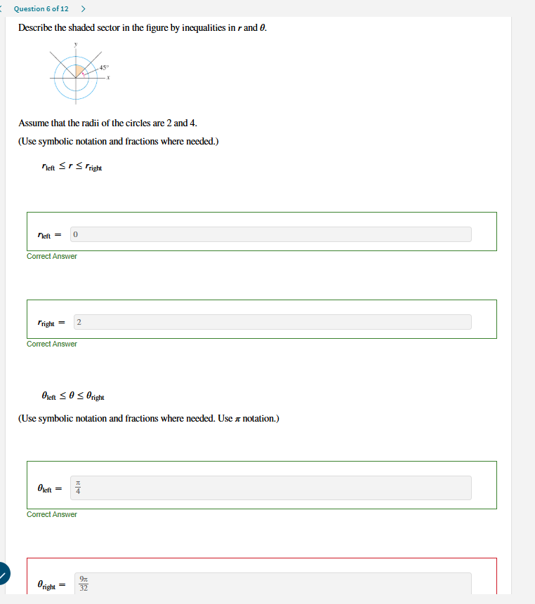 Describe the shaded sector i n the figure b y