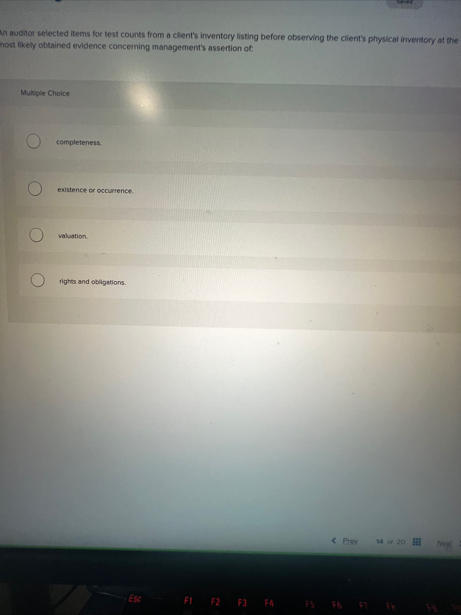 seved In auditor selected items for test counts