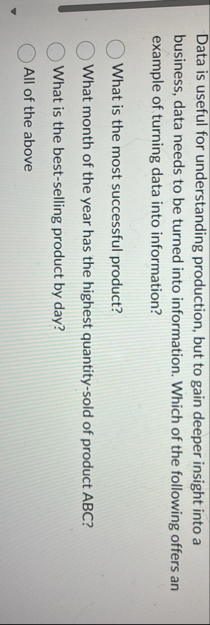 Data is useful for understanding production, but