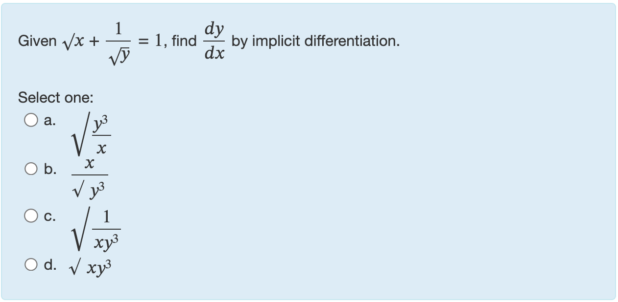 Given ? 2 x + 1 y 2 = 1 , find d y d x b y