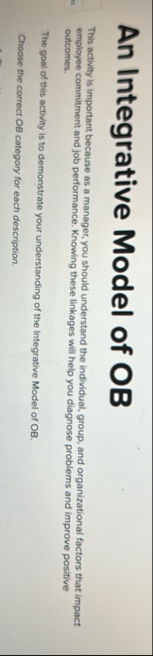 An Integrative Model of OB This activity is