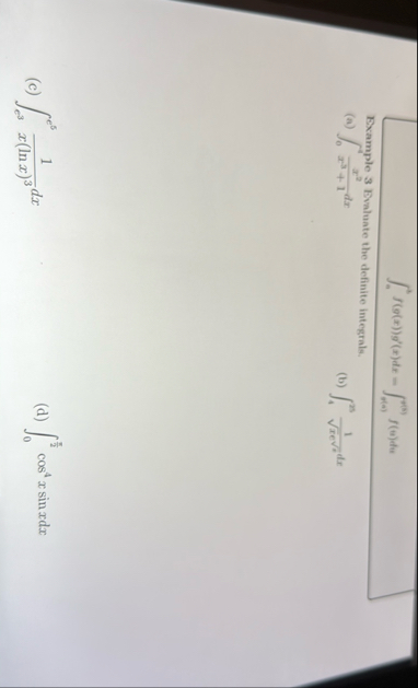 a b f ( g ( x ) ) g ' ( x ) d x = g ( a ) ( B ) f