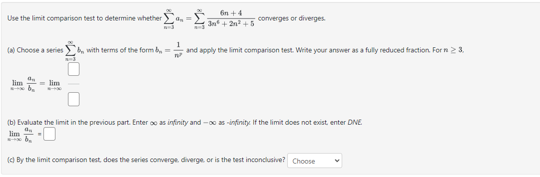 n = 3 a n = n = 3 6 n + 6 3 n 7 + 2 n 2 + 9