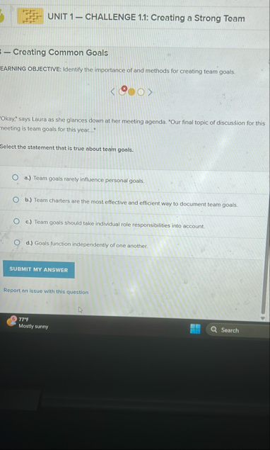 UNIT 1 - CHALLENGE 1 . 1 : Creating a Strong Toam