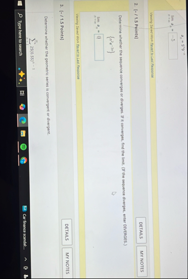 a n = 5 n 9 - n lim n a n = Vewing Saried Work