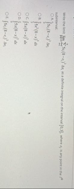 Write the limit lim | k | = 0 i = 1 n 5 c i ( 8 -