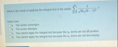 What is the result of apphying the integral test