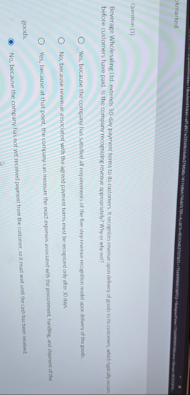 okmarked Question ( 1 ) Beverage Wholesaling Ltd