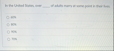 In the United States, over of adults marry at