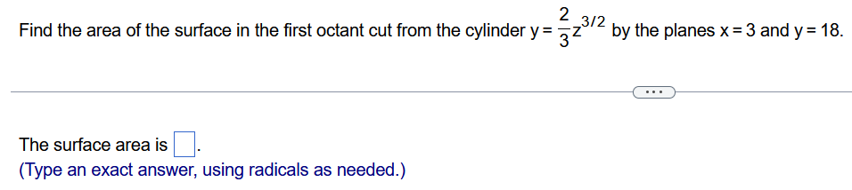 Find the area o f the surface i n the first
