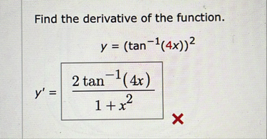 Find the derivative of the function. y = ( t a n