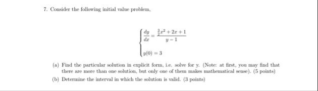 Consider the following initial value problem, d y