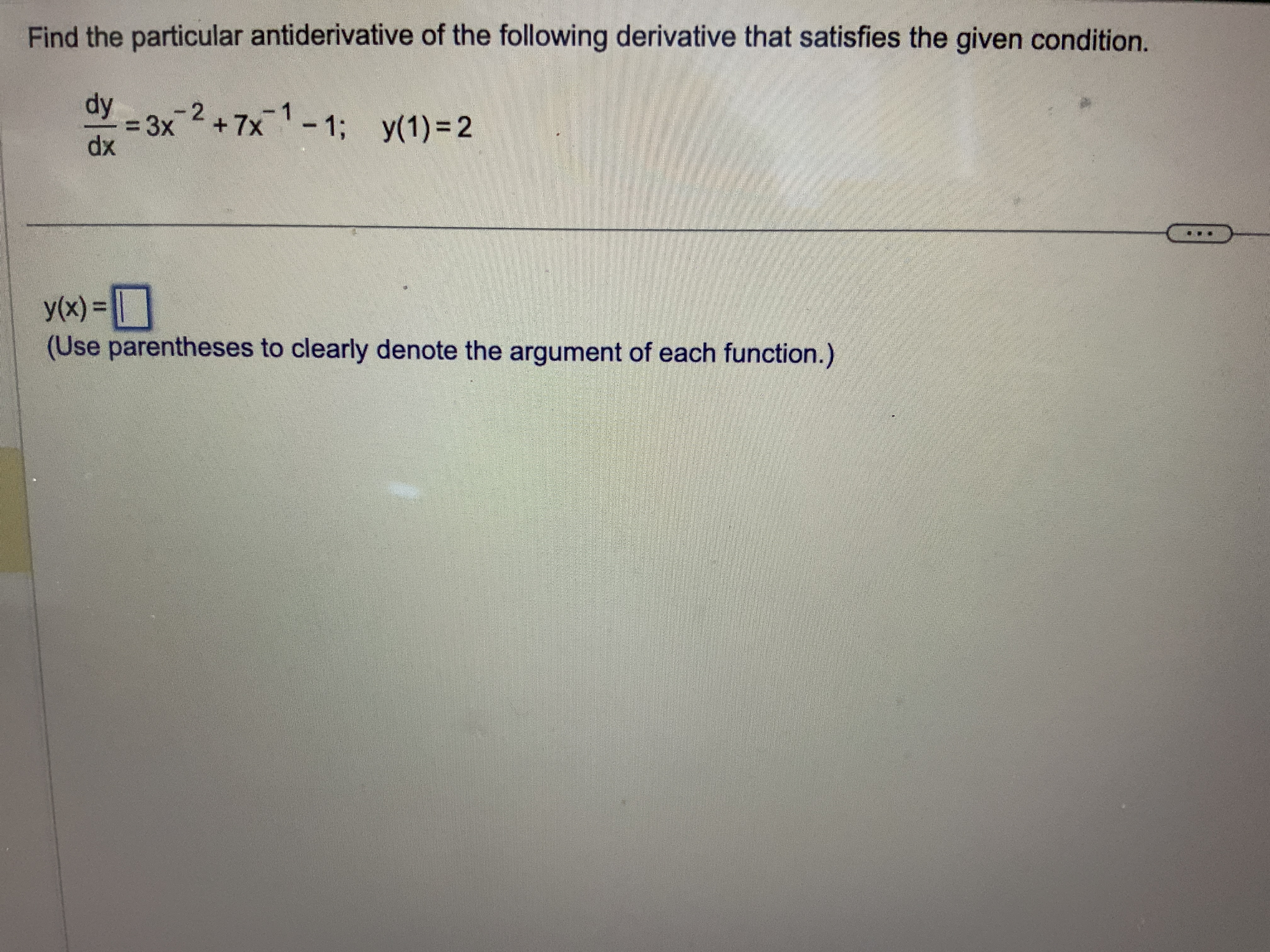 Find the particular antiderivative o f the