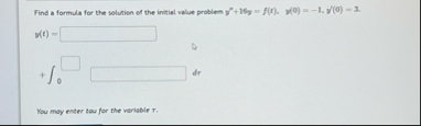 Find a formula for the solution of the initial