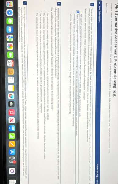 Wk 1 Summative Assessment: Problem Solving Test