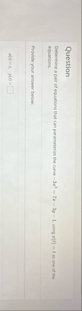 Question Determine a pair of equations that can