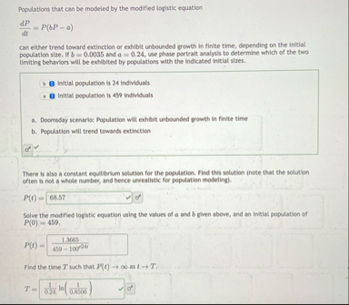 Populations that can be modeled by the modified