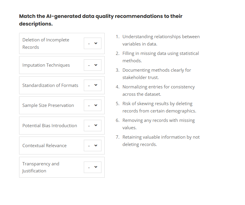 Match the AI - generated data quality