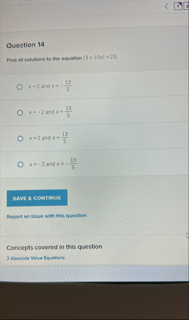 Question 1 4 Find all solutions to the equation |