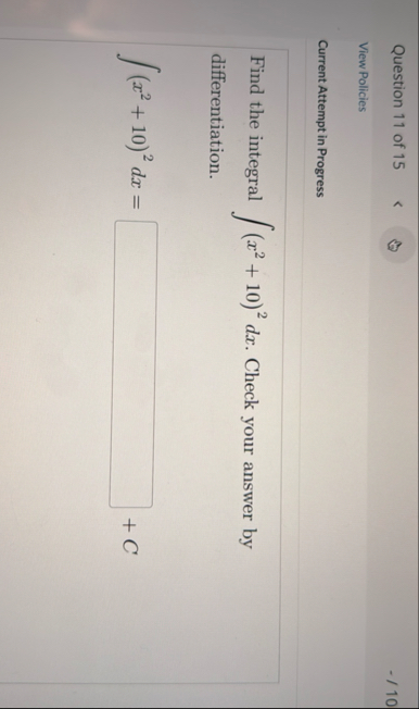 Question 1 1 of 1 5 1 0 View Policies Current
