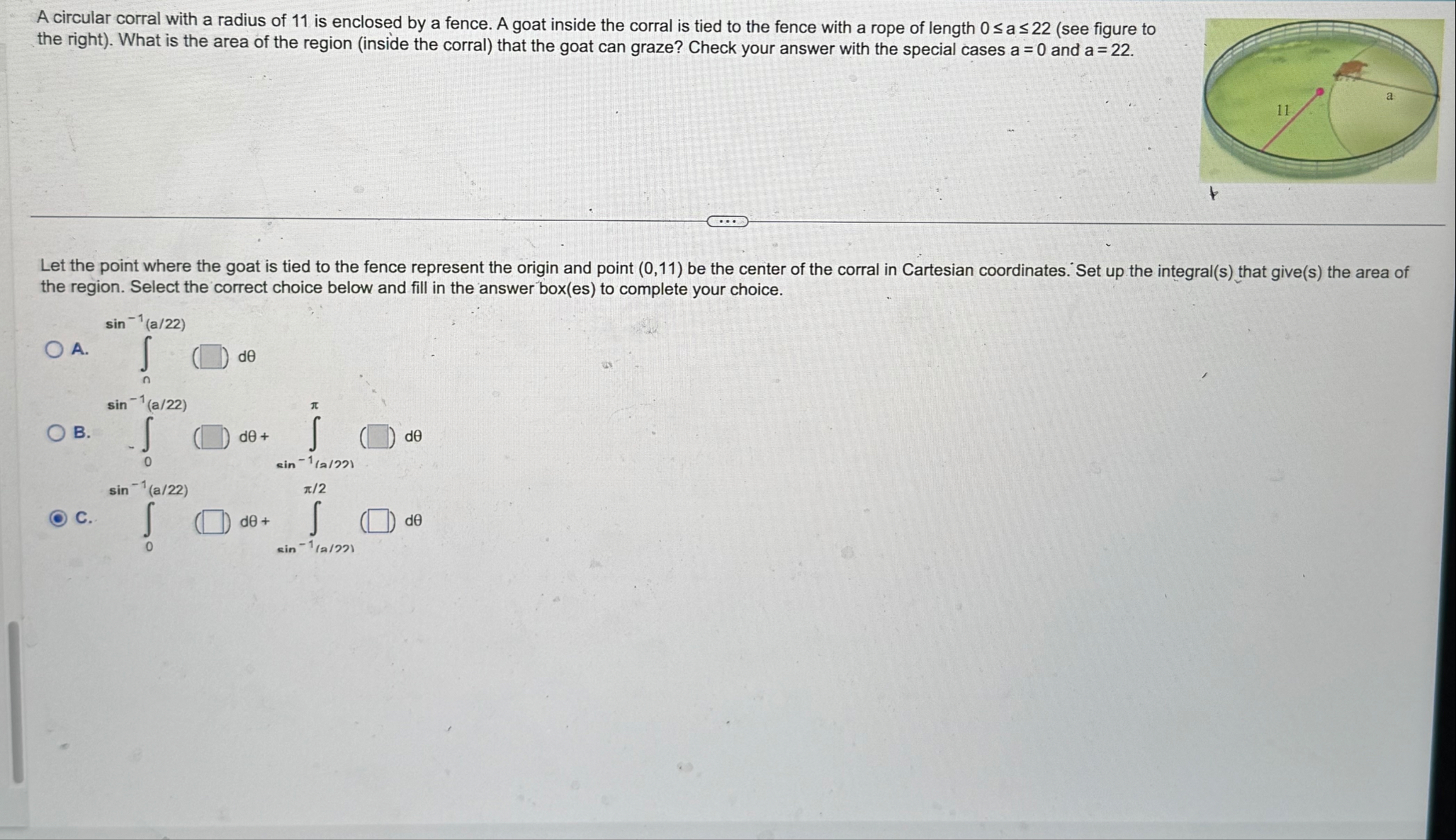A circular corral with a radius of 1 1 is