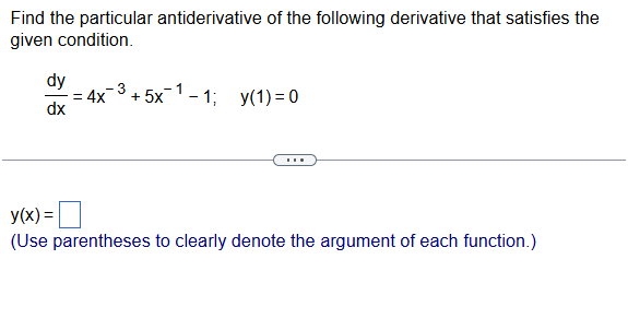 Find the particular antiderivative o f the