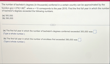 The number of bachelor's degrees ( in thousands )