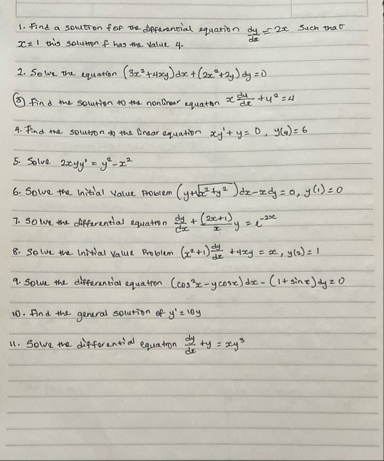 Find a souttion F of the deferential equation d y