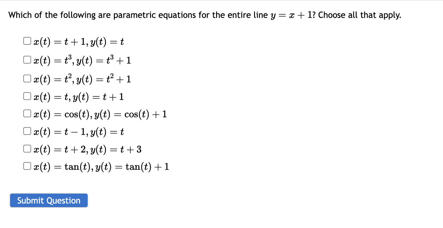 Which o f the following are parametric equations