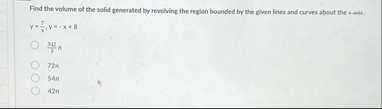 Find the volume of the solid generated by