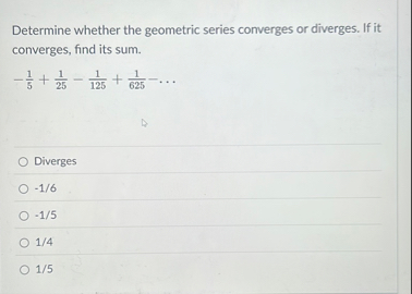 Determine whether the geometric series converges