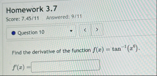 Homework 3 . 7 Score: 7 . 4 5 / 1 1 Answered: 9 /