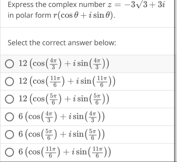 Express the complex number z = - 3 ? 2 3 3 i in