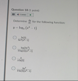 Question 1 8 ( 1 point ) Determine d y d y for