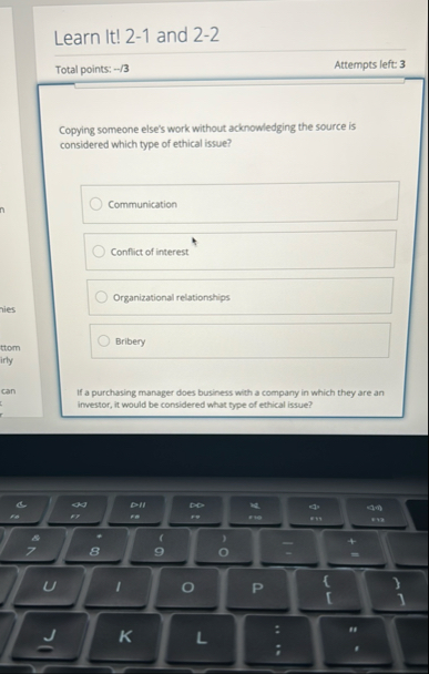 Learn It ! 2 - 1 and 2 - 2 Total points: - - / 3
